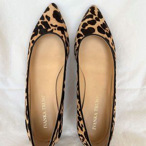Ivanka Trump Cheetah Print Calf Hair Pointed Toe Flats
